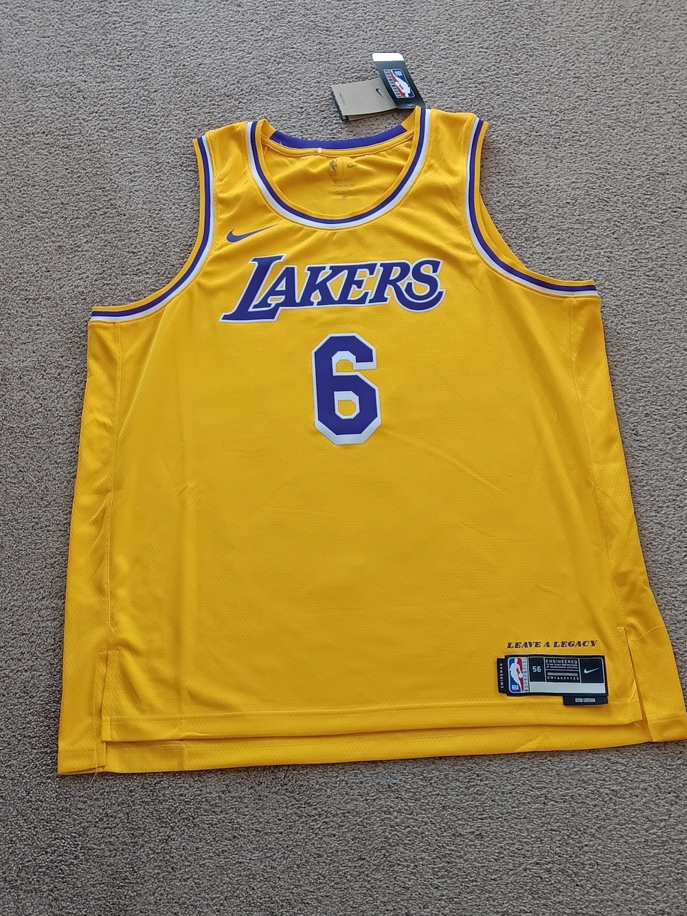NWT Nike Yellow Lakers #6 Basketball Jersey Lebron James